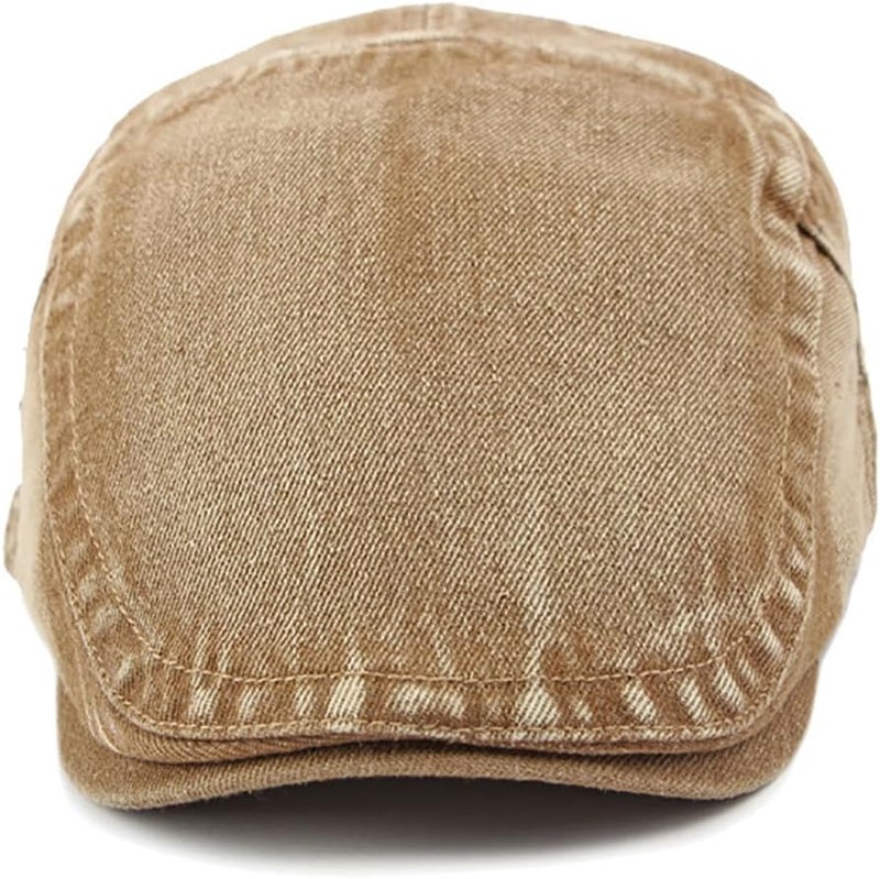 PTDTSHOU Newsboy Cap for Men Adjustable Flat Ivy Gatsby Cabbie Driving Hat Breathable Denim Cotton Golf Cap - Image 3